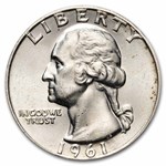 1961-D Washington Quarter 40-Coin Roll BU